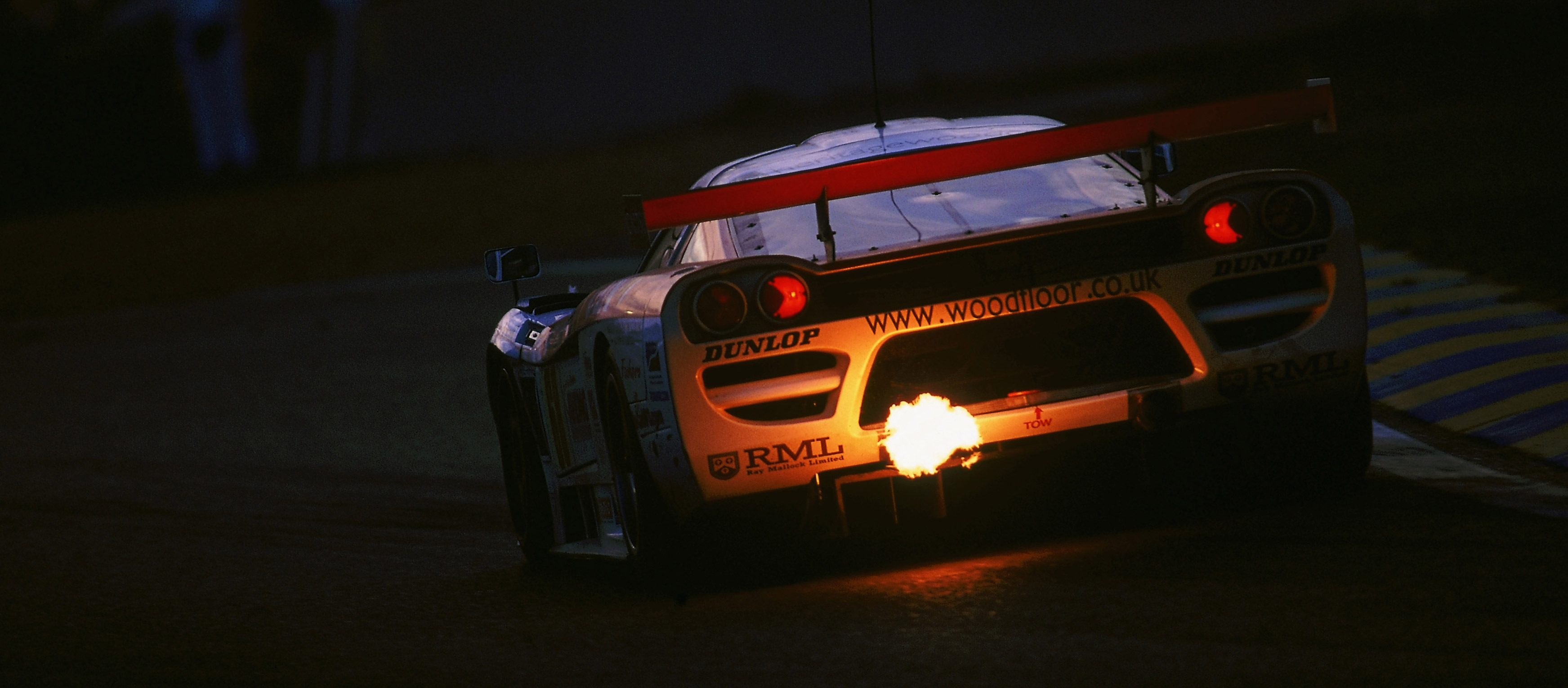 Pictured: A Saleen S7R racer campaigned by RML at the 24 Hours of Le Mans in 2001. Note the RML sticker illuminated by the car’s flames.
