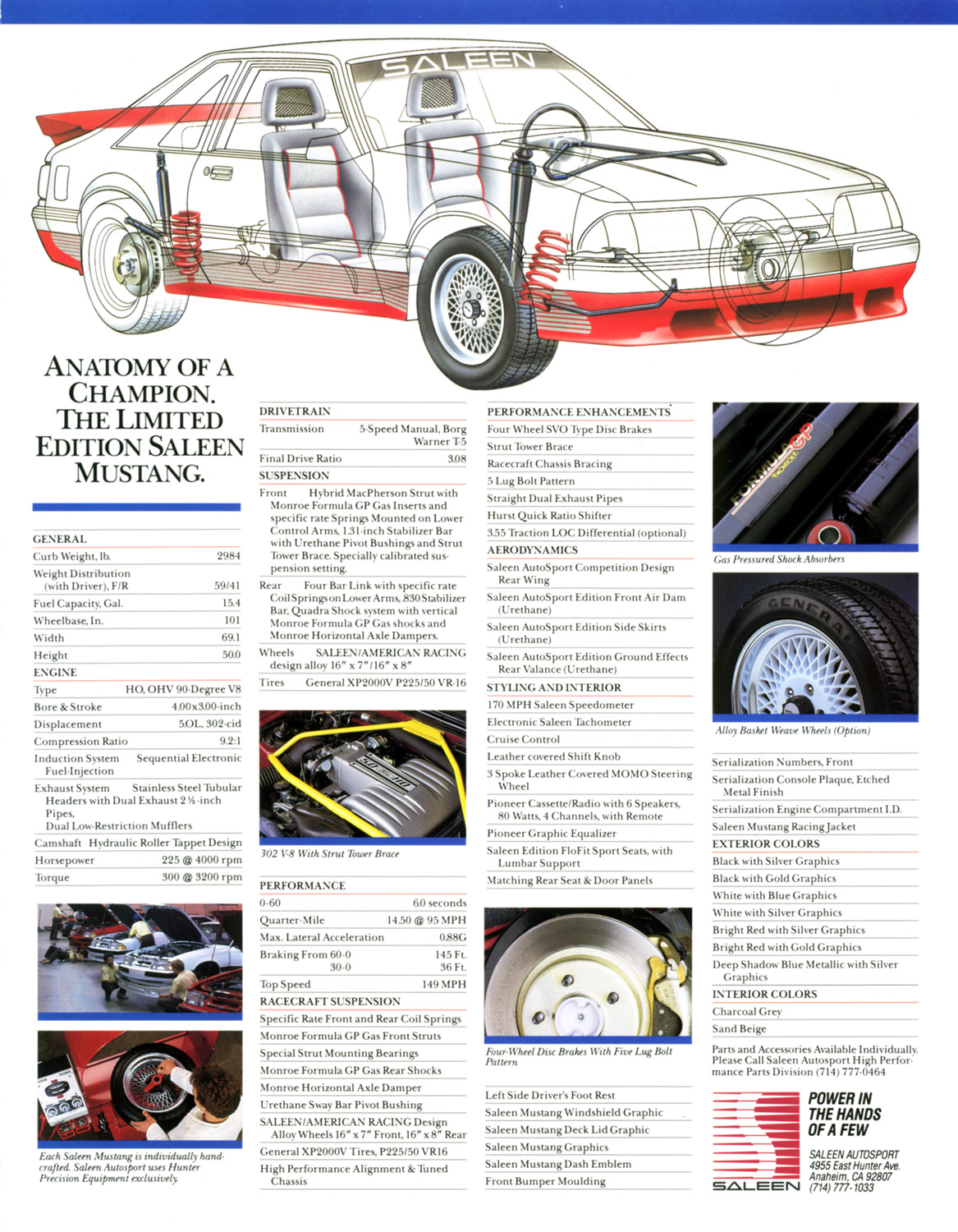 1989 Saleen Mustang Specifications