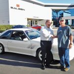 Kevin has taken the one-off Mustang to Saleen’s facility in Southern California for car shows on several occasions. There he met Steve Saleen himself, who signed the car’s dash.