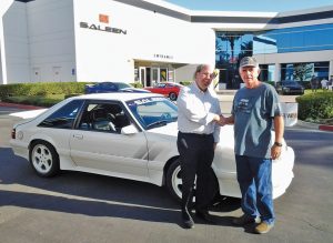 Kevin has taken the one-off Mustang to Saleen’s facility in Southern California for car shows on several occasions. There he met Steve Saleen himself, who signed the car’s dash.