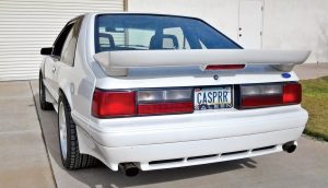 The vanity plate is a reference to the car’s nickname, “Casper” (i.e., the friendly ghost), bestowed by Tim Allen and the Saleen crew during the build, thanks to its all-white color scheme.